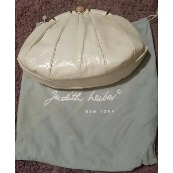 VTG Judith Leiber Snakeskin White Handbag with Pink Agate Grannycore Orig Box - Picture 3 of 12